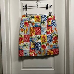 Talbots petite women’s pencil, straight skirt, patchwork, tropical island sz 12P